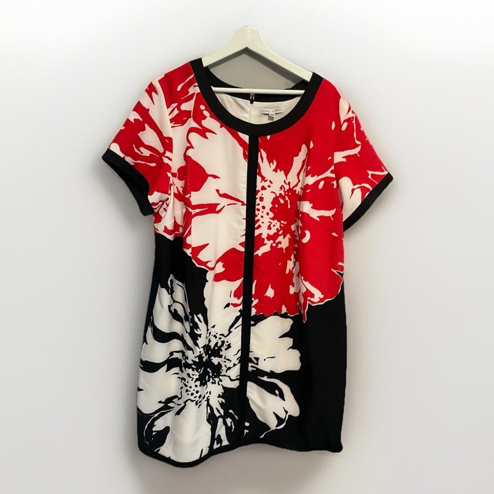 Sandra Darren Dress Red and Black Womens Size 22